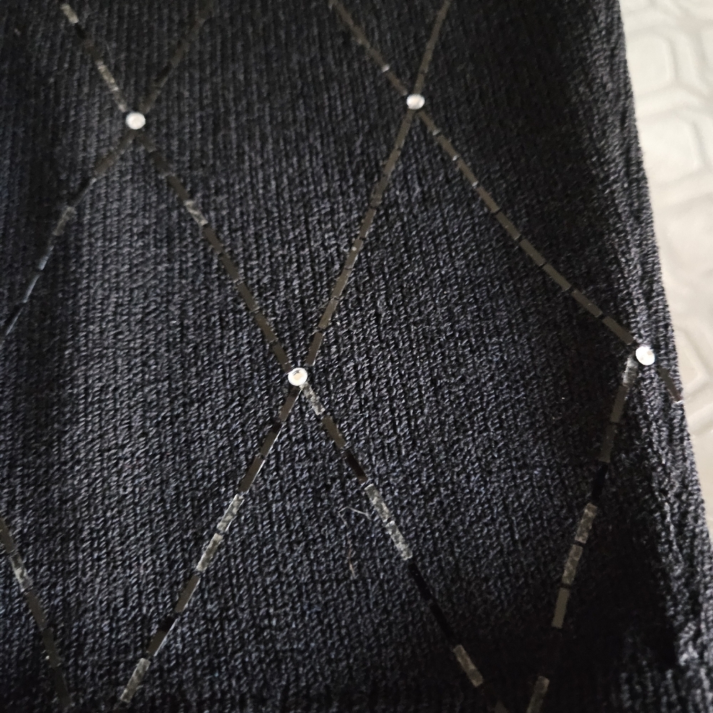 *St. John* Black Knitting Dress with Silver Accents - Picture 13 of 14